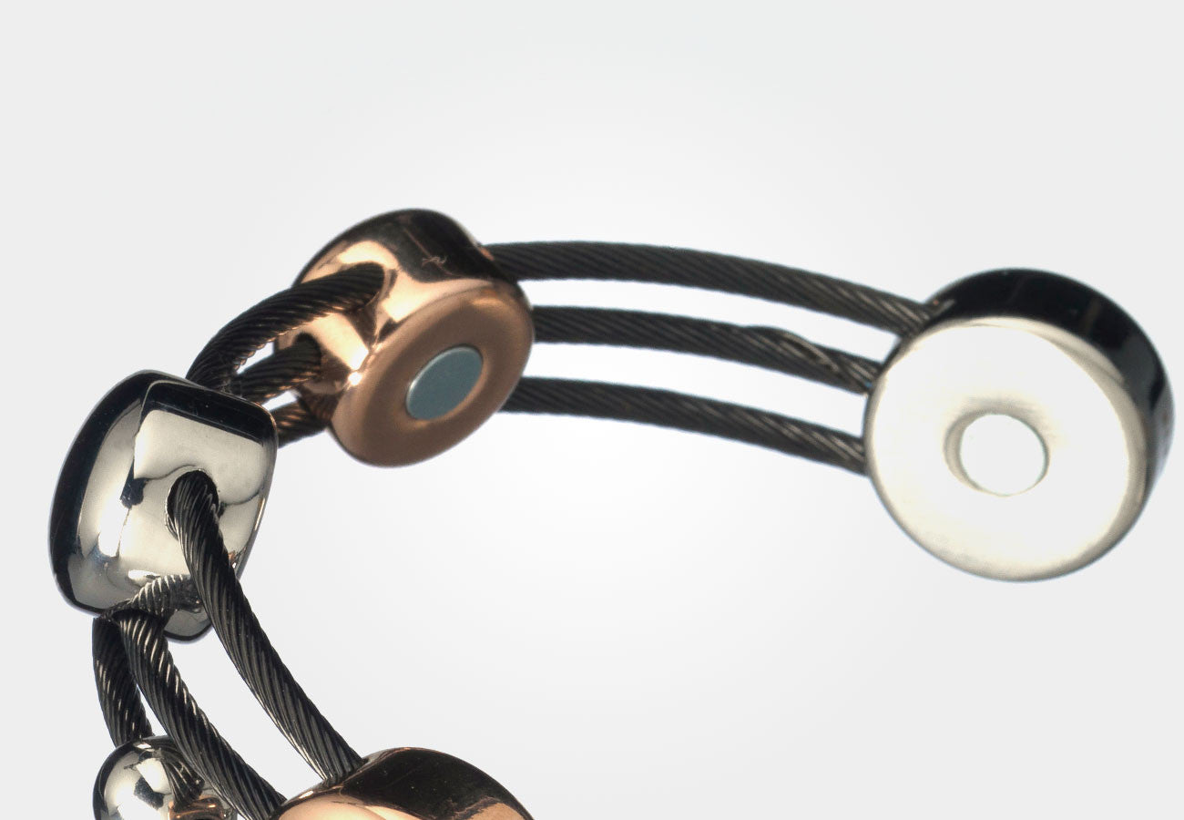 Elementum Magnetic Jewelry Chord Black Stainless Steel Rose Gold