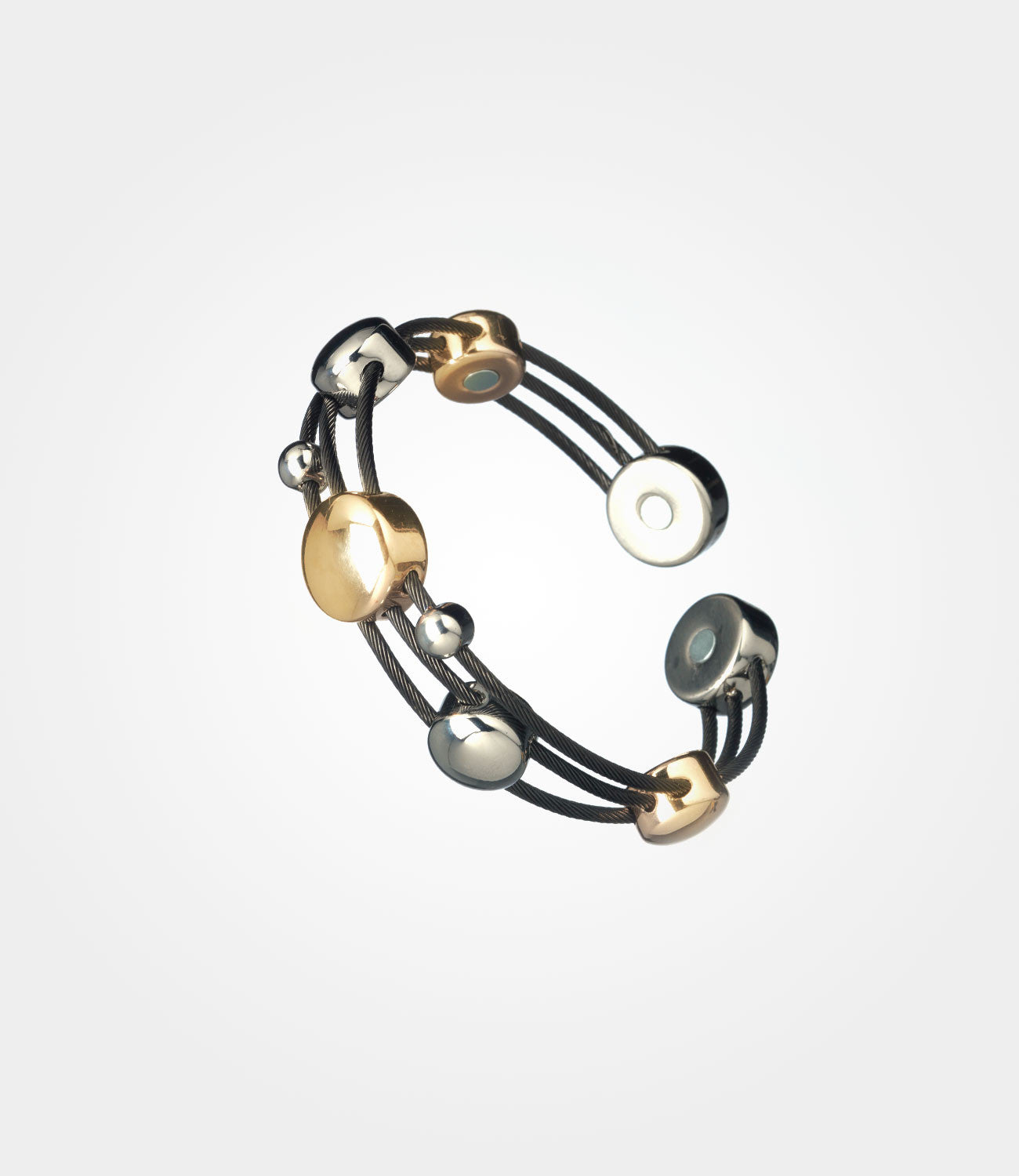 Elementum Magnetic Jewelry Chord Black Stainless Steel Gold