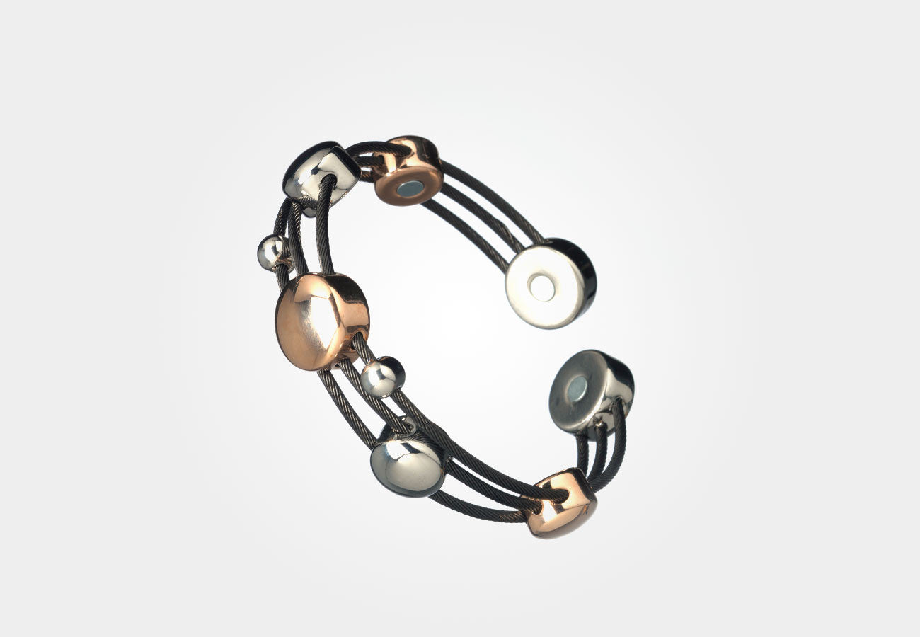 Elementum Magnetic Jewelry Chord Black Stainless Steel Rose Gold
