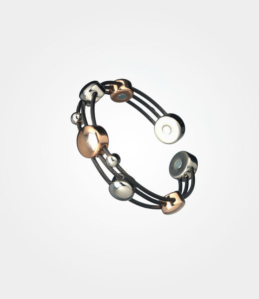 Elementum Magnetic Jewelry Chord Black Stainless Steel Rose Gold
